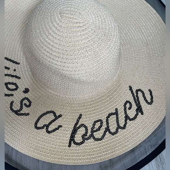Lifes a Beach Sequined Summer Hat With Lace Net Edge